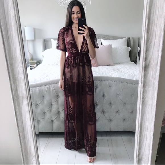 FINAL 2!!! Burgundy Lace Maxi Romper - Picture 9 of 16